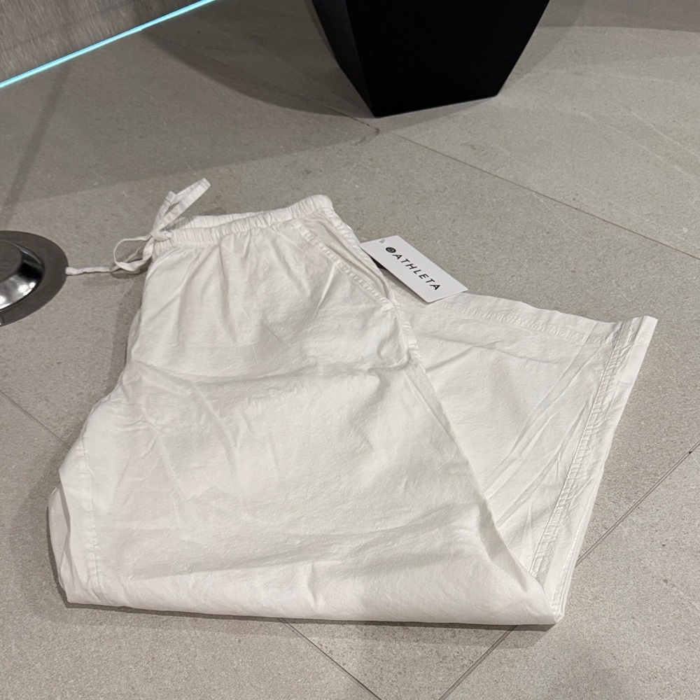 NEW Athleta Wide leg Paradise Drawstring Pants Petite Small White - Picture 2 of 12